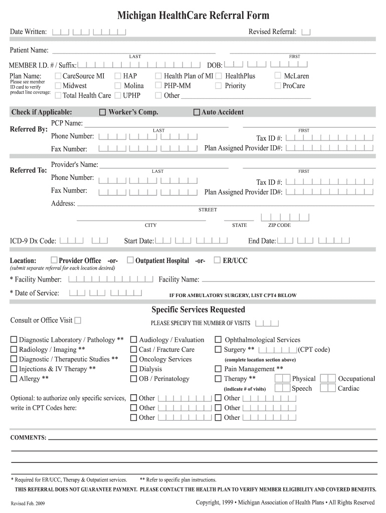 Hap Midwest Health Plan Referral Form PlanForms