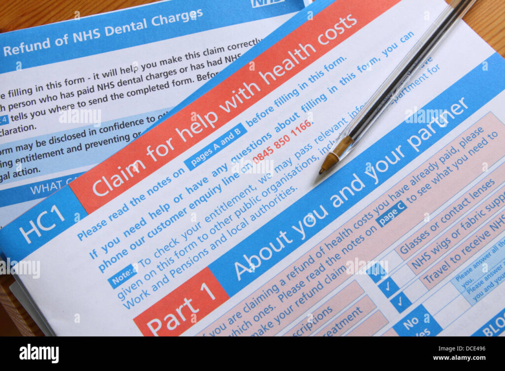 HC1 NHS Claim Form For Help With Medical And Dental Expenses Stock 