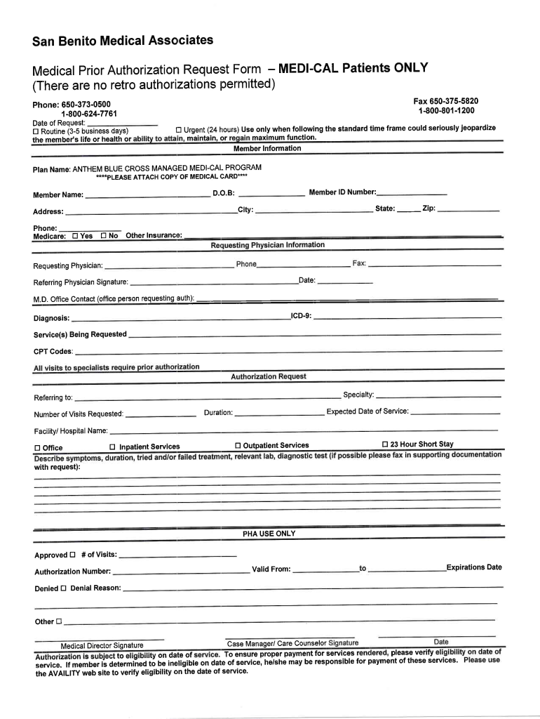 Health Plan Of San Mateo Prior Authorization Form Fill Online 