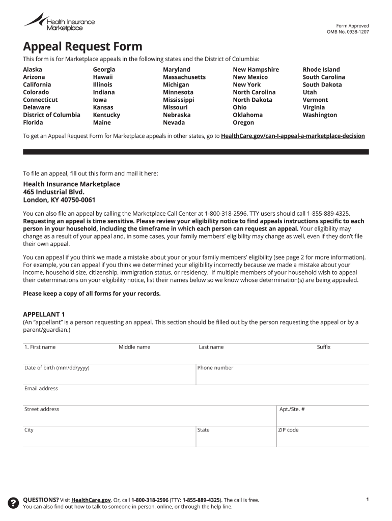 Healthcare Forms Appeal Fill Online Printable Fillable Blank
