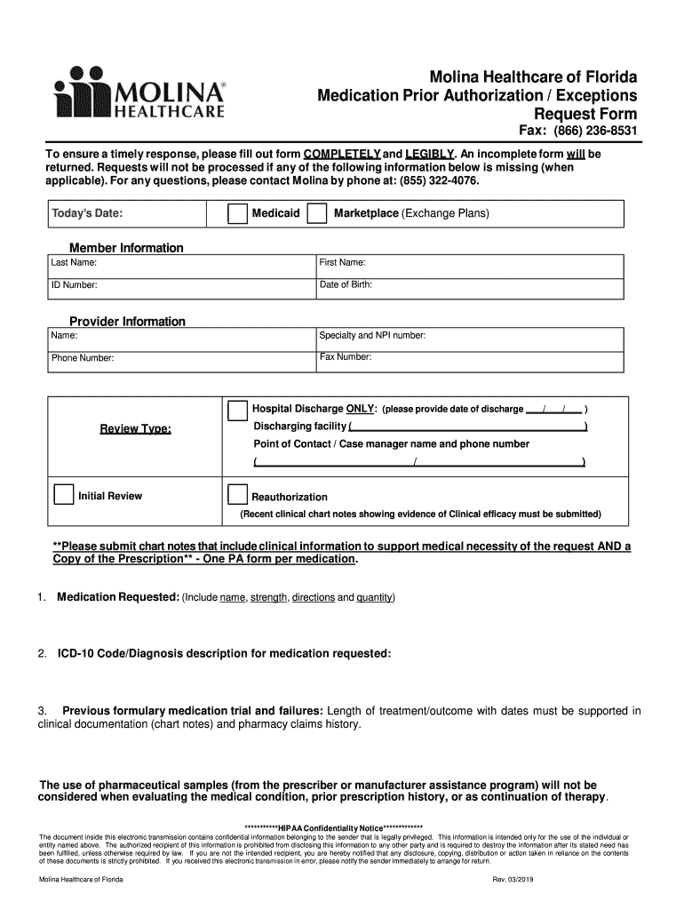 Healthcare Medication Prior Fill Online Printable Fillable Blank