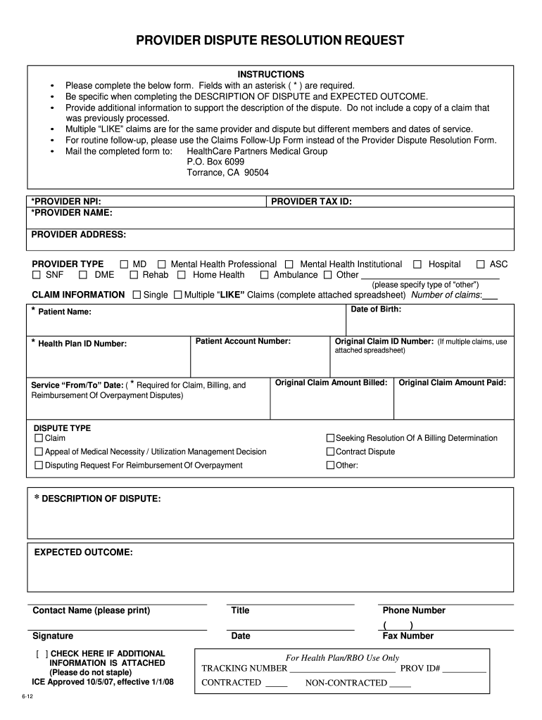 Healthcare Partners Reconsideration Form Fill Online Printable 
