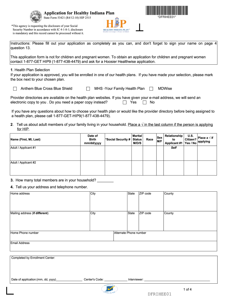 How To Indiana Application Healthy Plan Fill Online Printable
