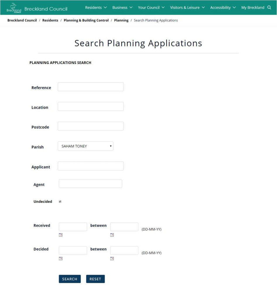 How To Seach Breckland Council s Site For Planning Applications 