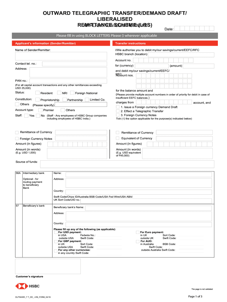 Hsbc Wire Transfer Form Fill Out Sign Online DocHub