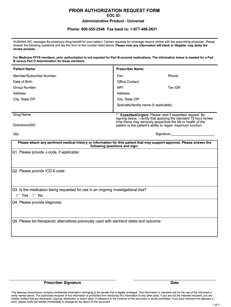 Humana Prior Authorization Form Fill Out And Sign Printable PDF