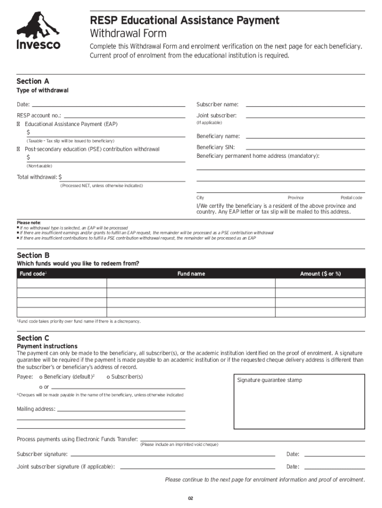 Invesco Resp Withdrawal Form Fill Out Sign Online DocHub