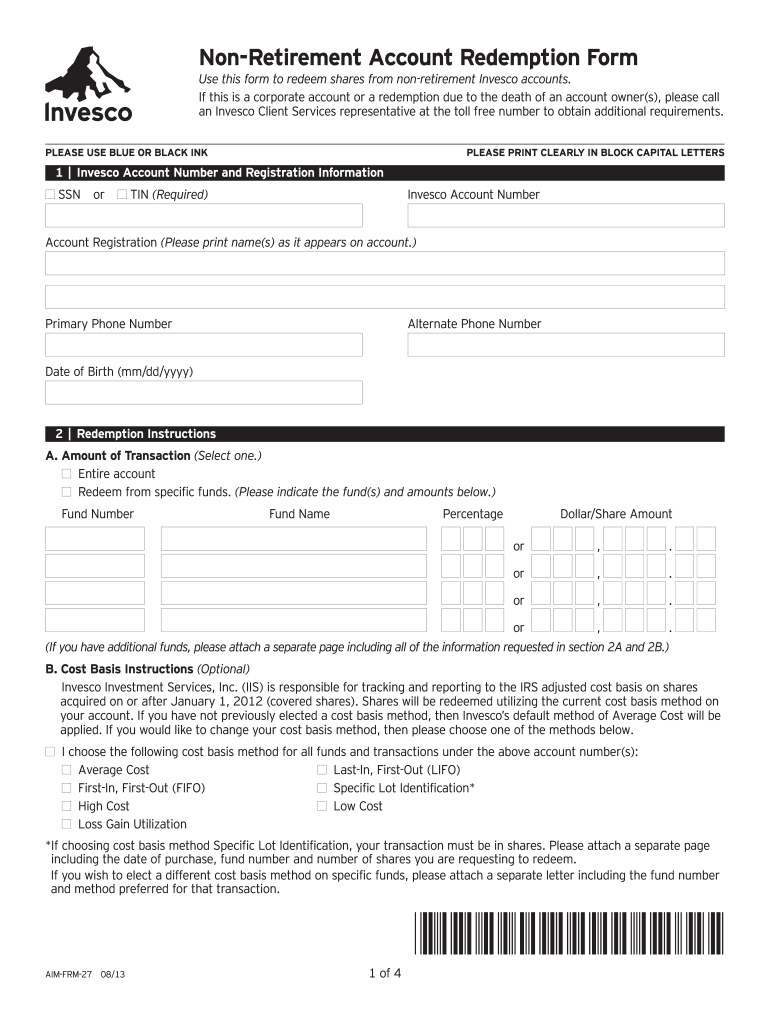 Invesco Withdrawal Form Fill Online Printable Fillable Blank 