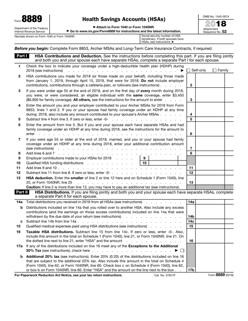 Irs Form 8889 Printable Printable Forms Free Online