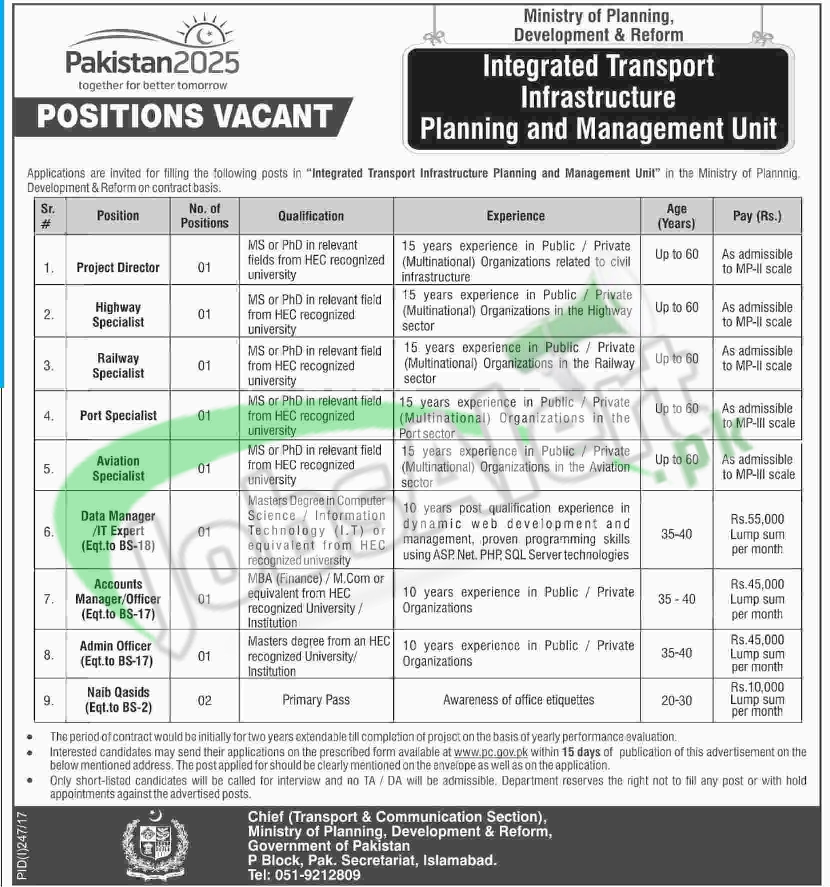 Jobs In Ministry Of Planning Development Reform 2017 Online Form Download