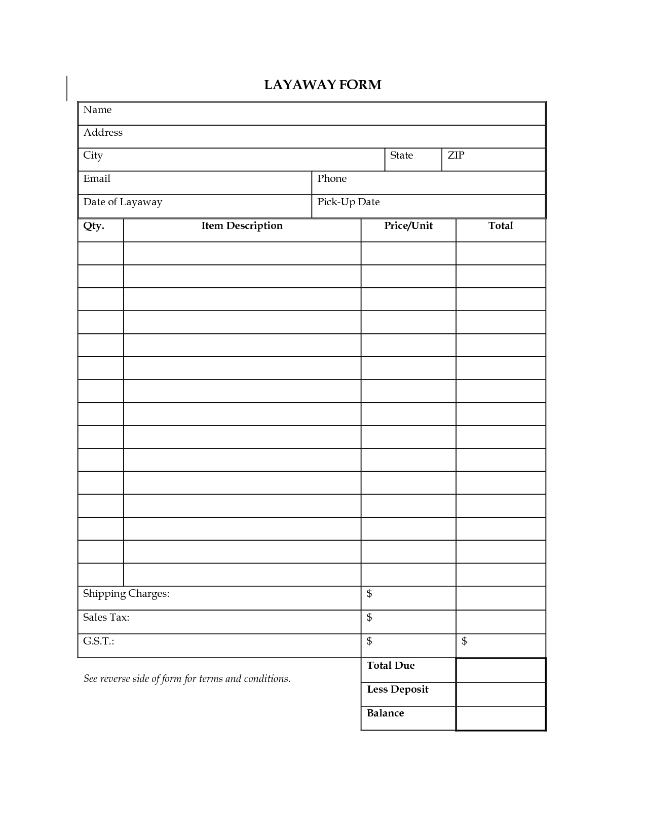  Layaway Agreement Forms Invoice Template Word Layaway Community 