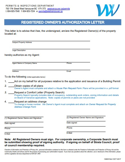 Letter Of Authorization From Property Owner Word PDF Excel TMP