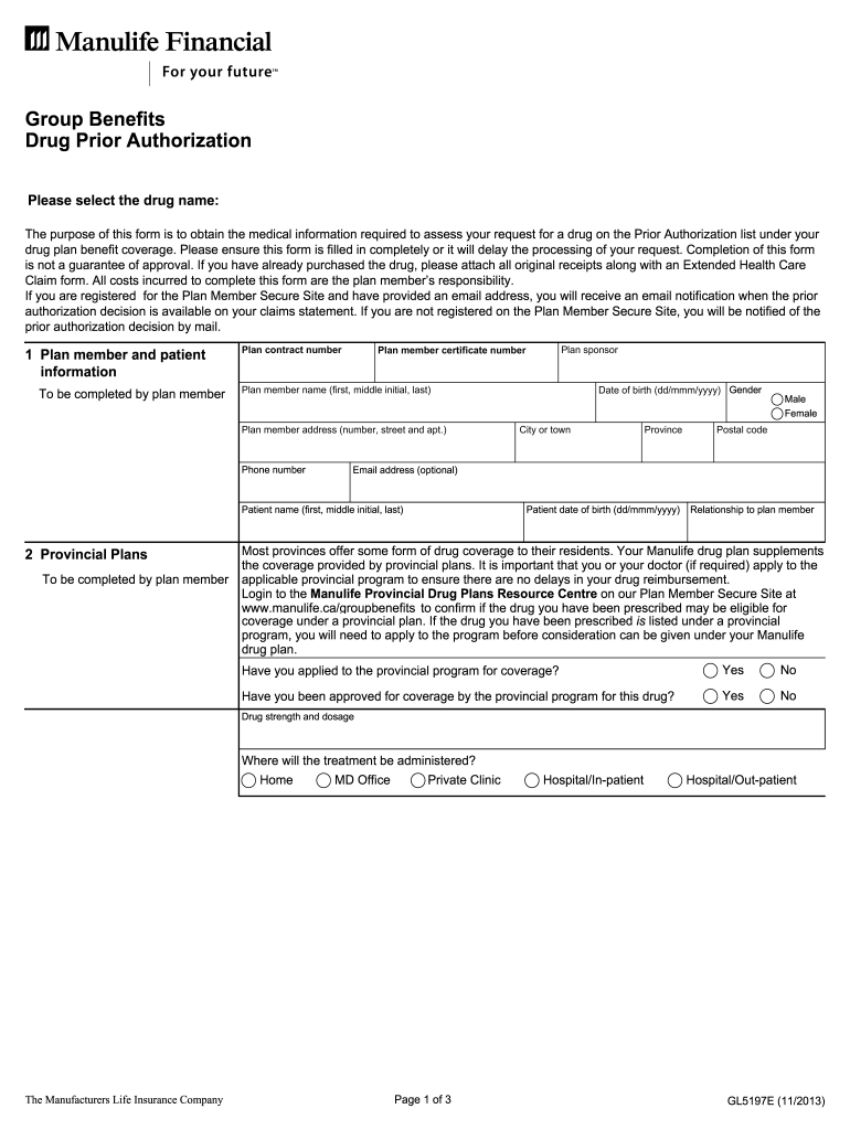 Manulife Drug Prior Authorization Form Fill Out Sign Online DocHub