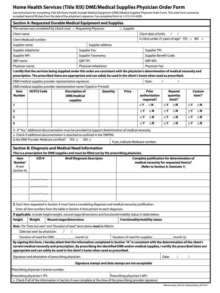 Medical Physician Order Form Fill Out Sign Online DocHub