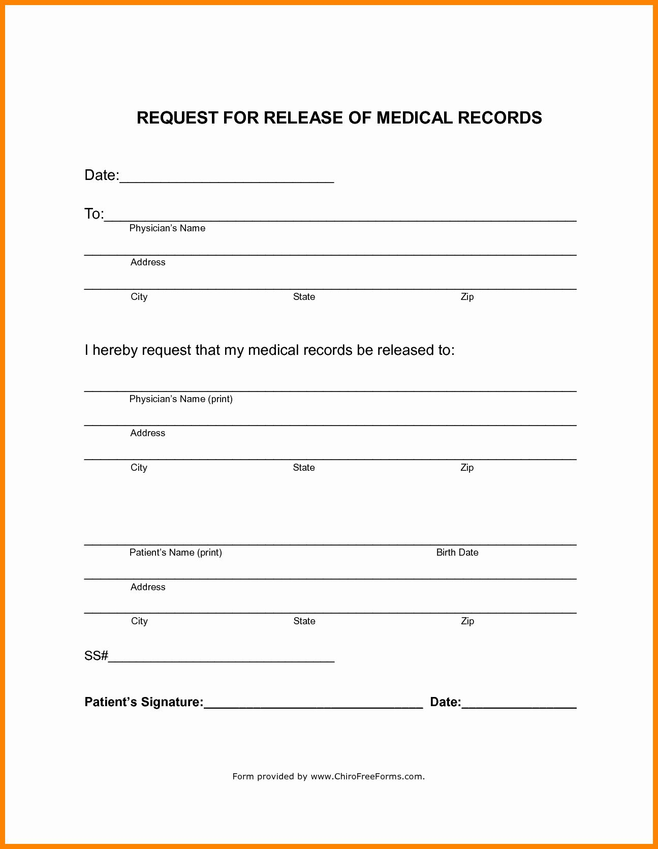 Medical Records Request Form Template Free Printable Templates