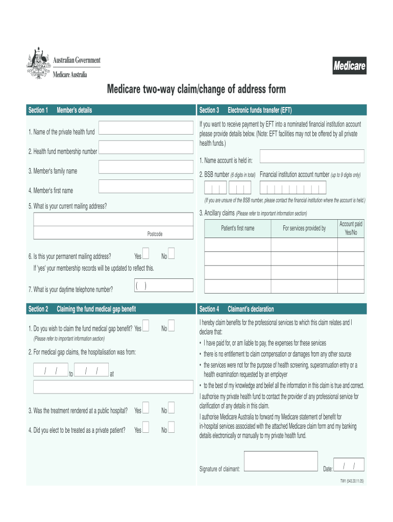 Medicare Two Way Claim Form Fill Online Printable Fillable Blank 