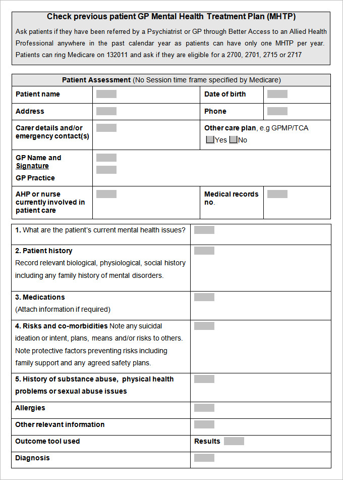 Mental Health Care Plan Templates 17 Free Word PDF Documents