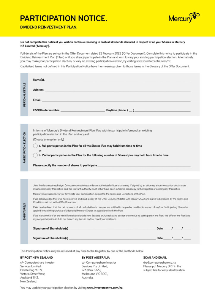 Mercury Dividend Reinvestment Participant Form By Mercury Issuu