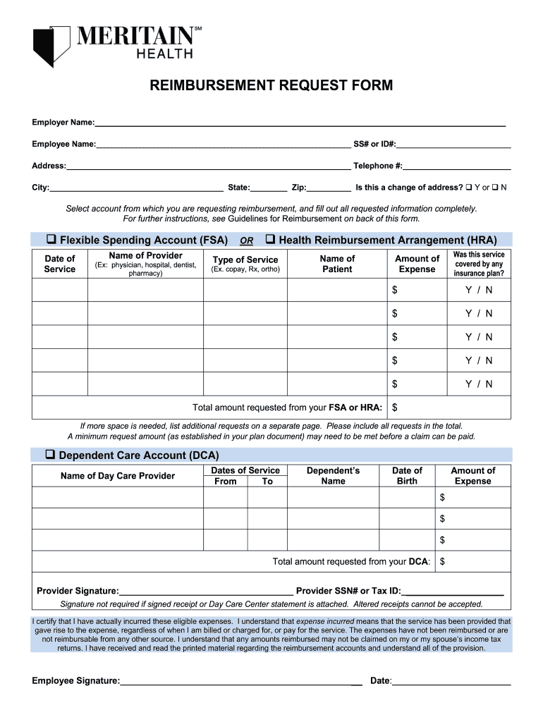 Meritain Reimbursement Form Fill Out Sign Online DocHub