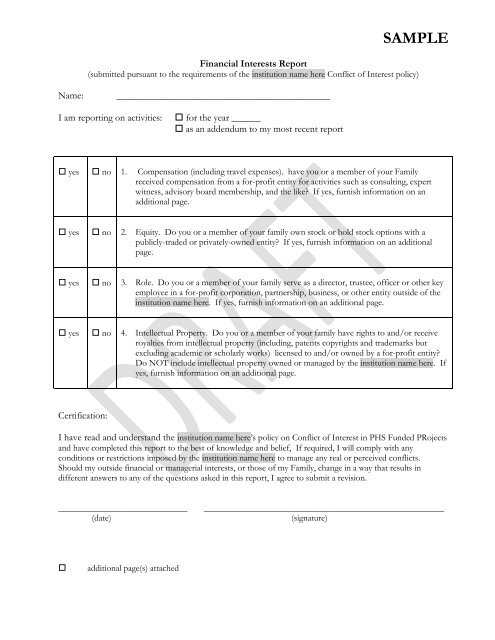 Model Disclosure Form