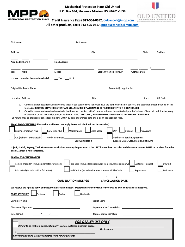 Mpp Cancellation Form Pdf Fill Online Printable Fillable Blank 