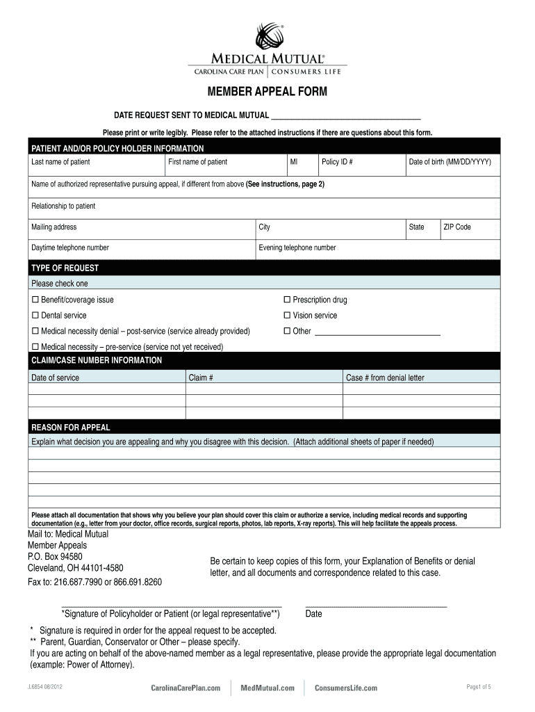 Mutual Member Appeal Fill Online Printable Fillable Blank PdfFiller