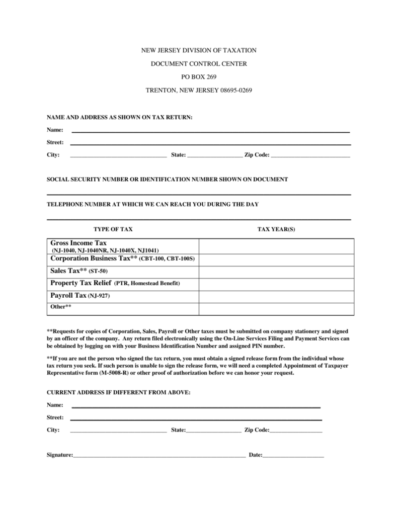 New Jersey Dcc Request Form Download Fillable PDF Templateroller