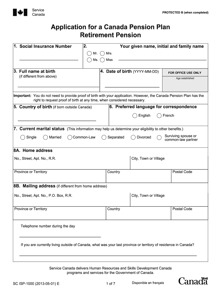 Old Age Pension Plan Application Form United States Examples 