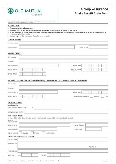 Old Mutual Funeral Claim Form Mymgf co za