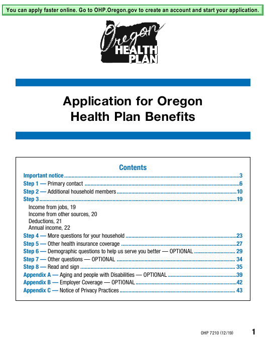 Oregon Health Plan Application Form PlanForms