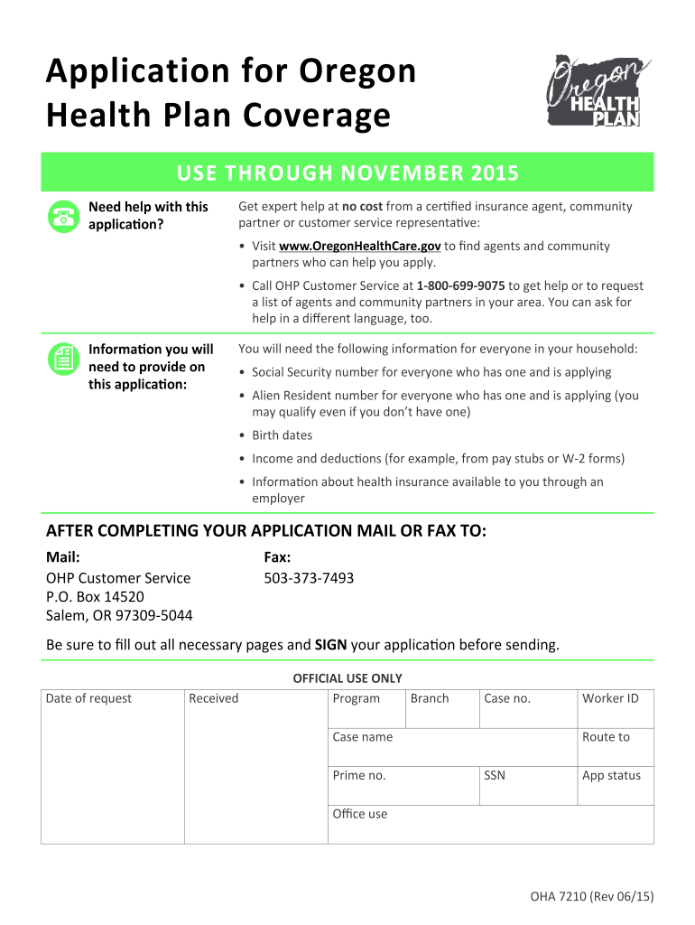 Oregon Health Plan Form Fill Online Printable Fillable Blank 