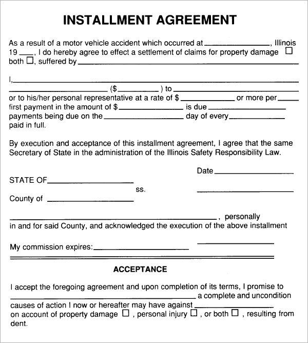 Payment Installment Agreement Payment Agreement Contract Agreement