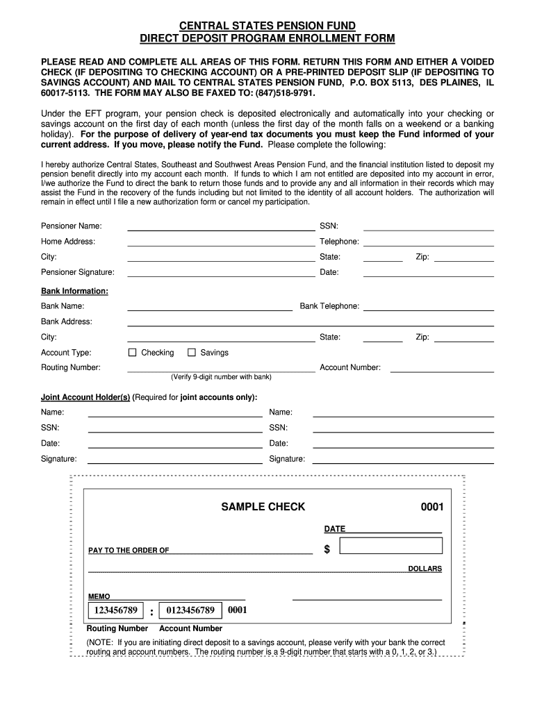 Pension Direct Deposit Form Fill Out Sign Online DocHub