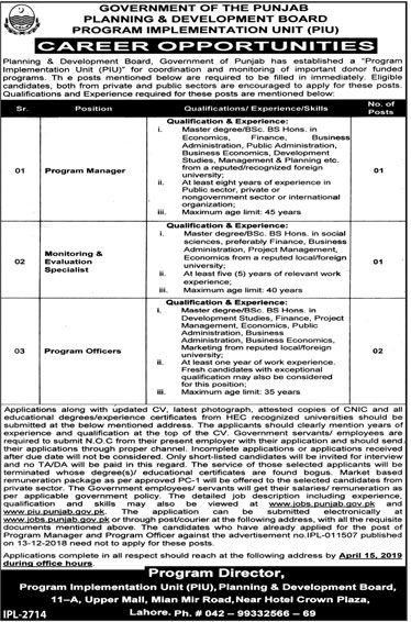 Planning And Development Department Punjab Jobs 2019 Application Form