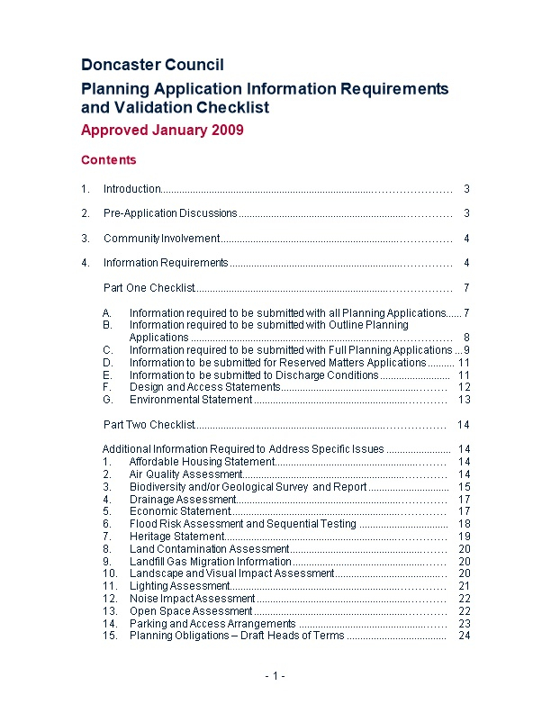 Planning Application Information Requirements And Validation Checklist 
