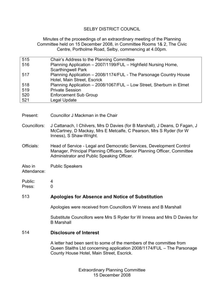 Planning Committee Selby District Council