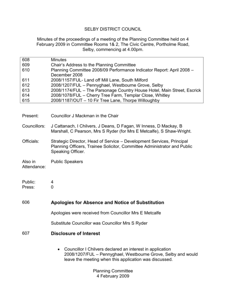 Planning Committee Selby District Council