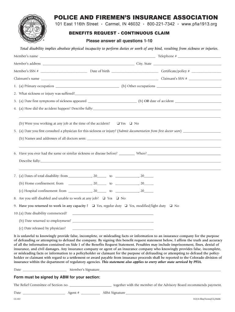Police And Fire Insurance Claim Form Fill Online Printable Fillable 