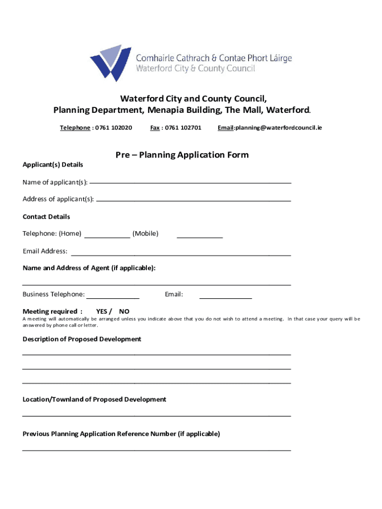 Pre Planning Application Form Fill Out Sign Online DocHub