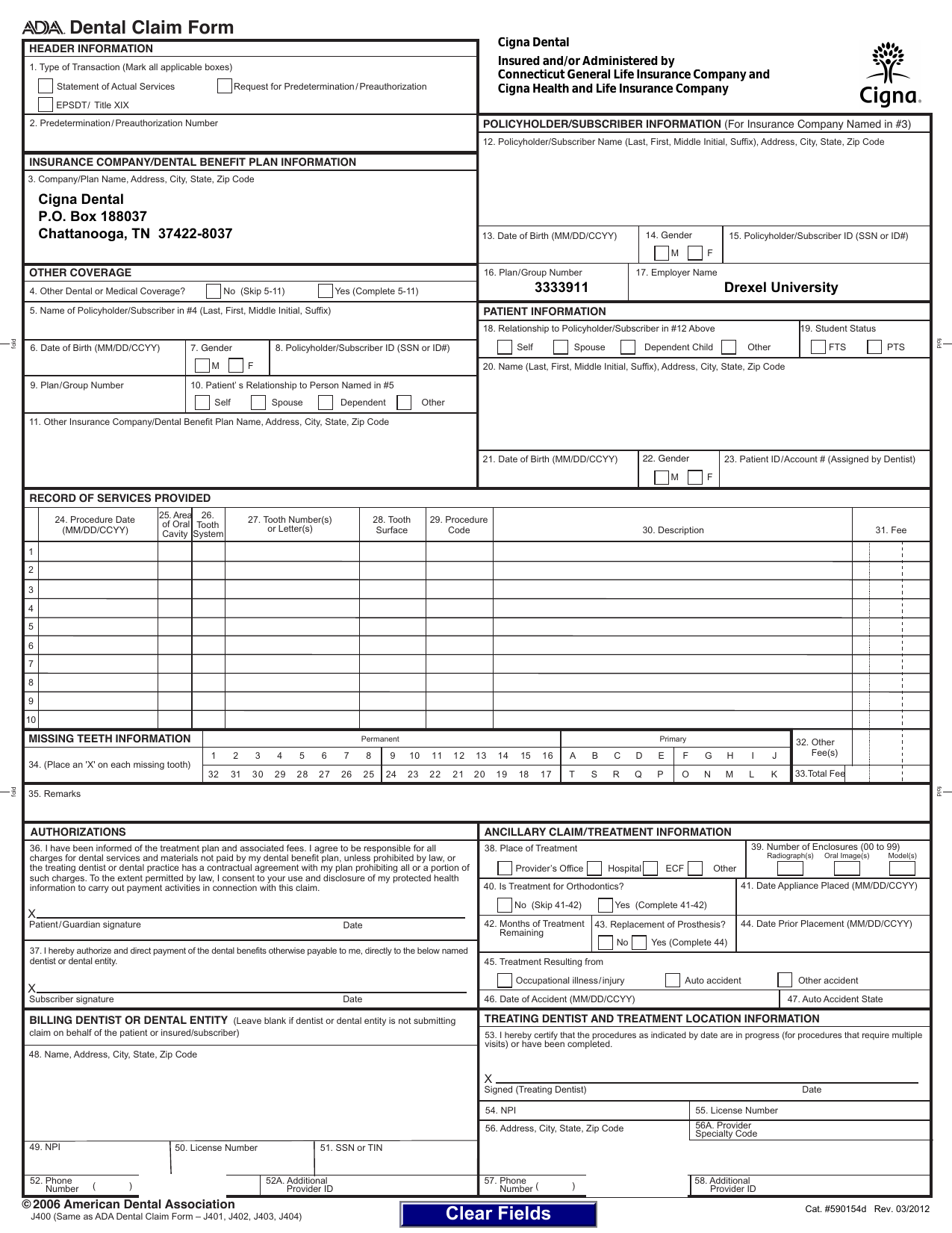 Predetermination Insurance Free Dental Insurance Verification Form 