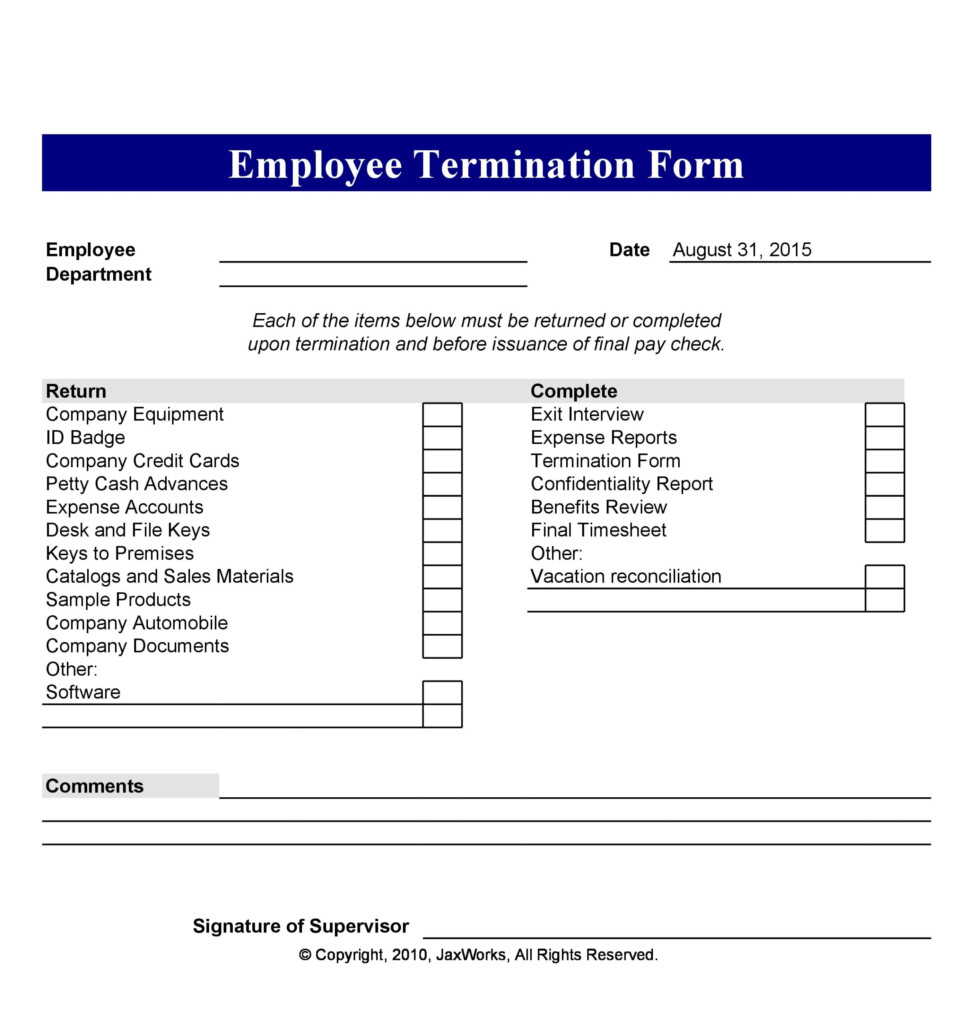 Printable Word Doc Employee Termination Form Printable Forms Free Online