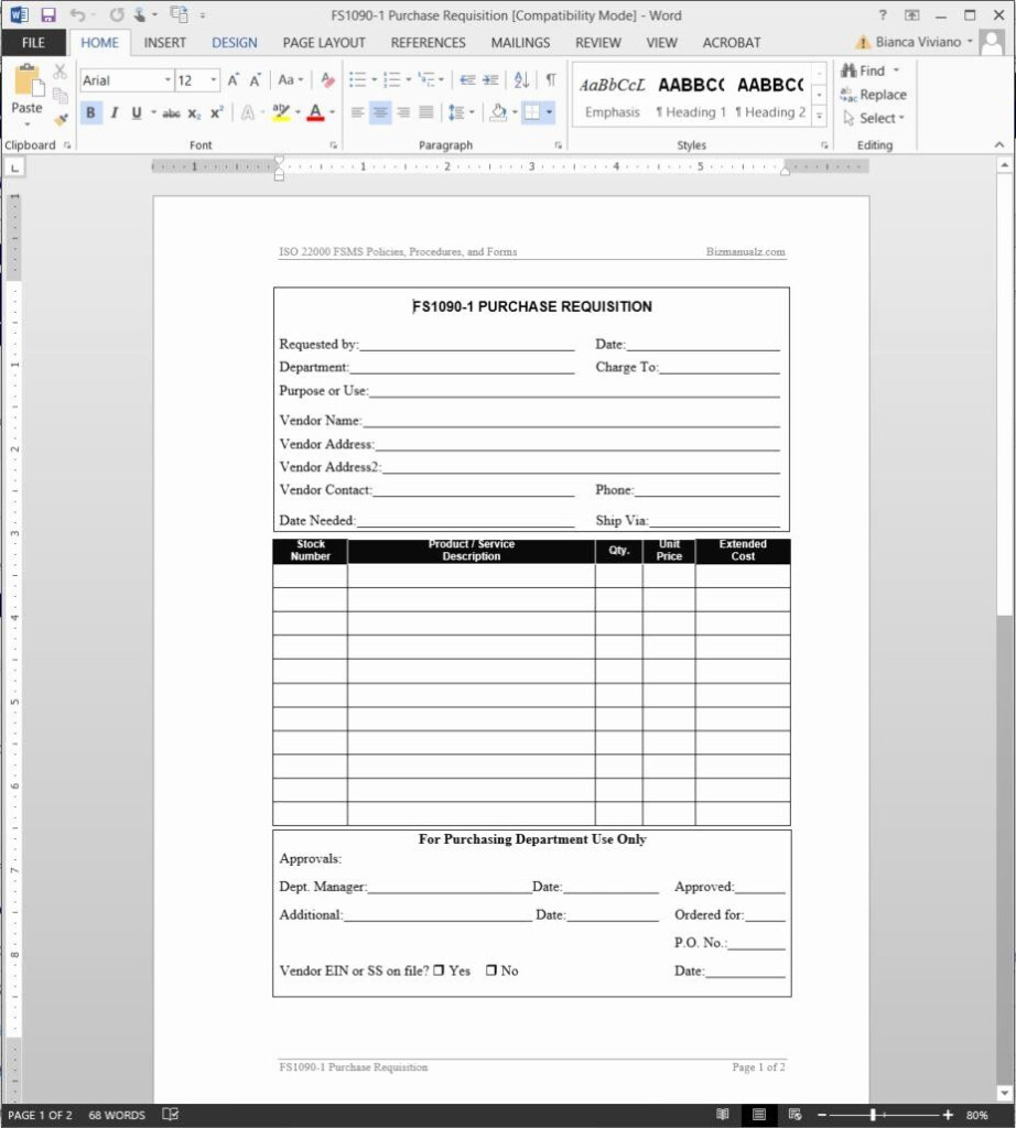 Purchase Request Form Template Best Of Fsms Purchase Requisition 