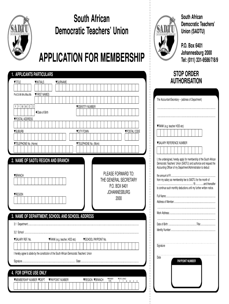 Sadtu Membership Fill Out Sign Online DocHub