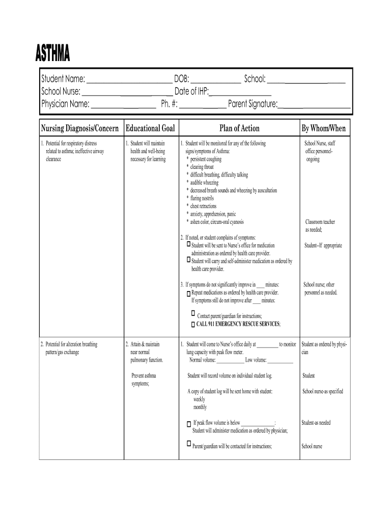 Sample School Health Plans Fill Online Printable Fillable Blank 