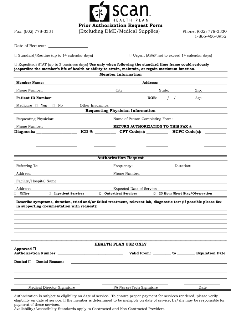 Scan Health Plan Authorization Form Fill Online Printable Fillable