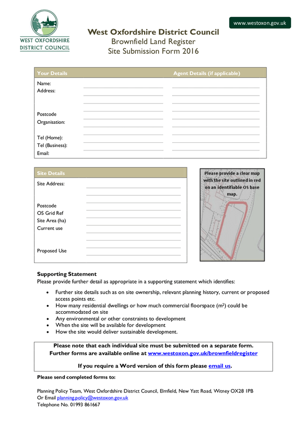 South Oxfordshire District Council Planning Application Forms 