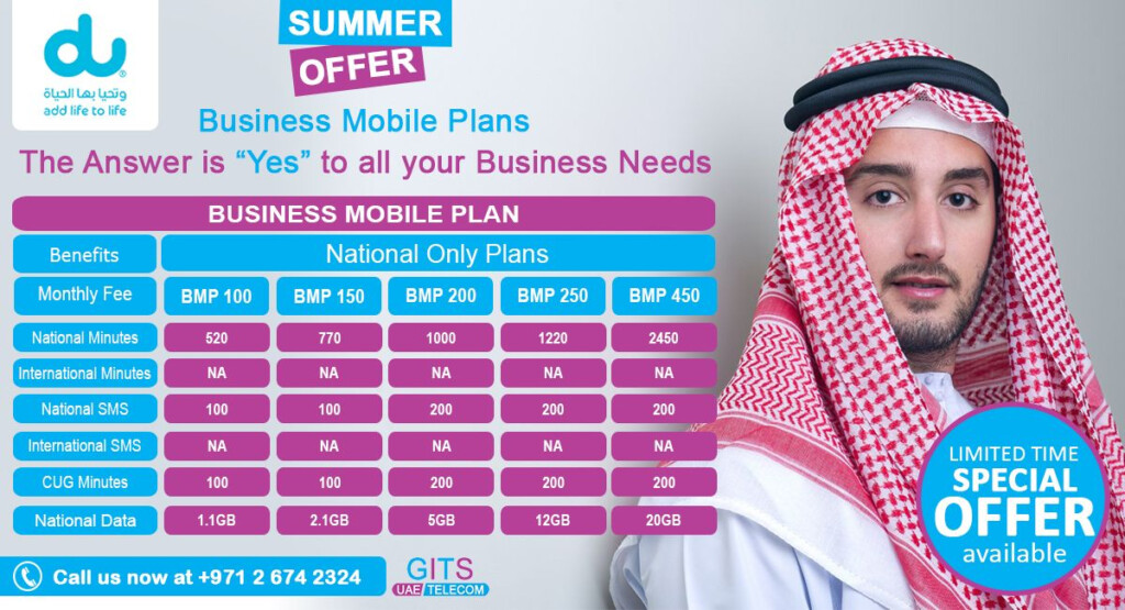 Special Summer Offer Enjoy Our NEW DU BUSINESS MOBILE PLAN National 