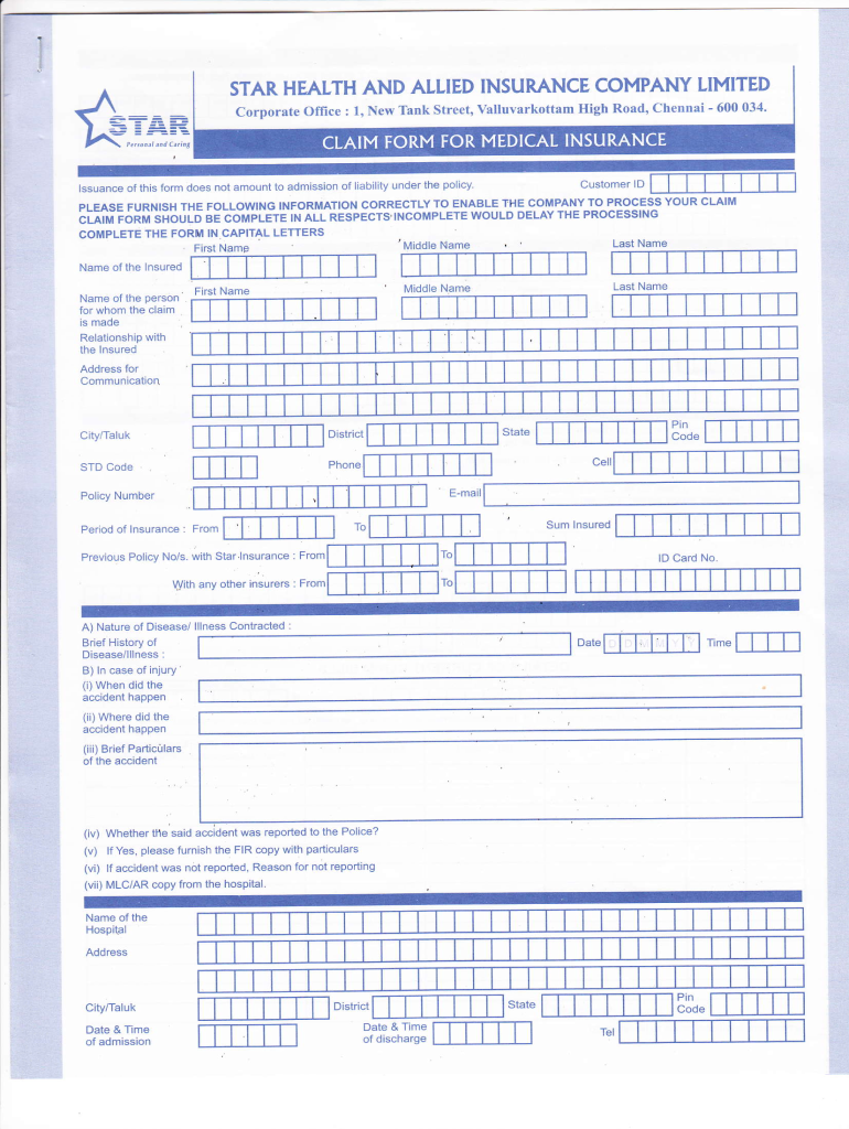 Star Health Insurance Claim Form Filled Sample Fill Out Sign Online 