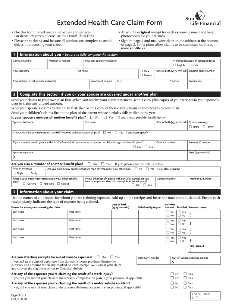 Sunlife Claim Forms Fill Online Printable Fillable Blank PdfFiller