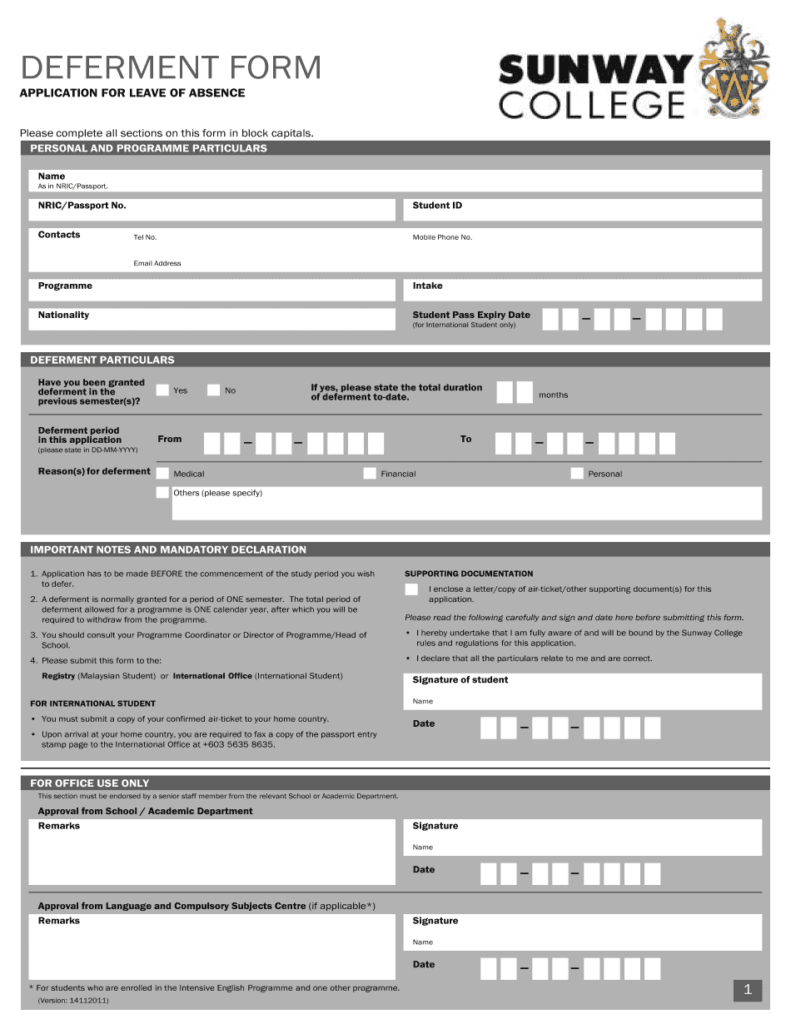 Sunway Application Fill Out And Sign Printable PDF Template SignNow